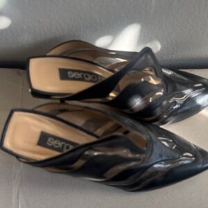 Sergio Rossi Black Mules with Transparent Accents